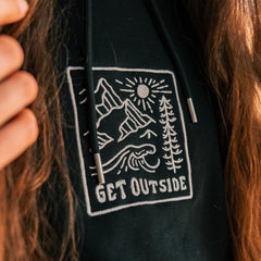 Organic Embroidered "Get Outside" Hoodie