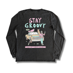 Stone Washed "Stay Groovy" Long-sleeve Tee