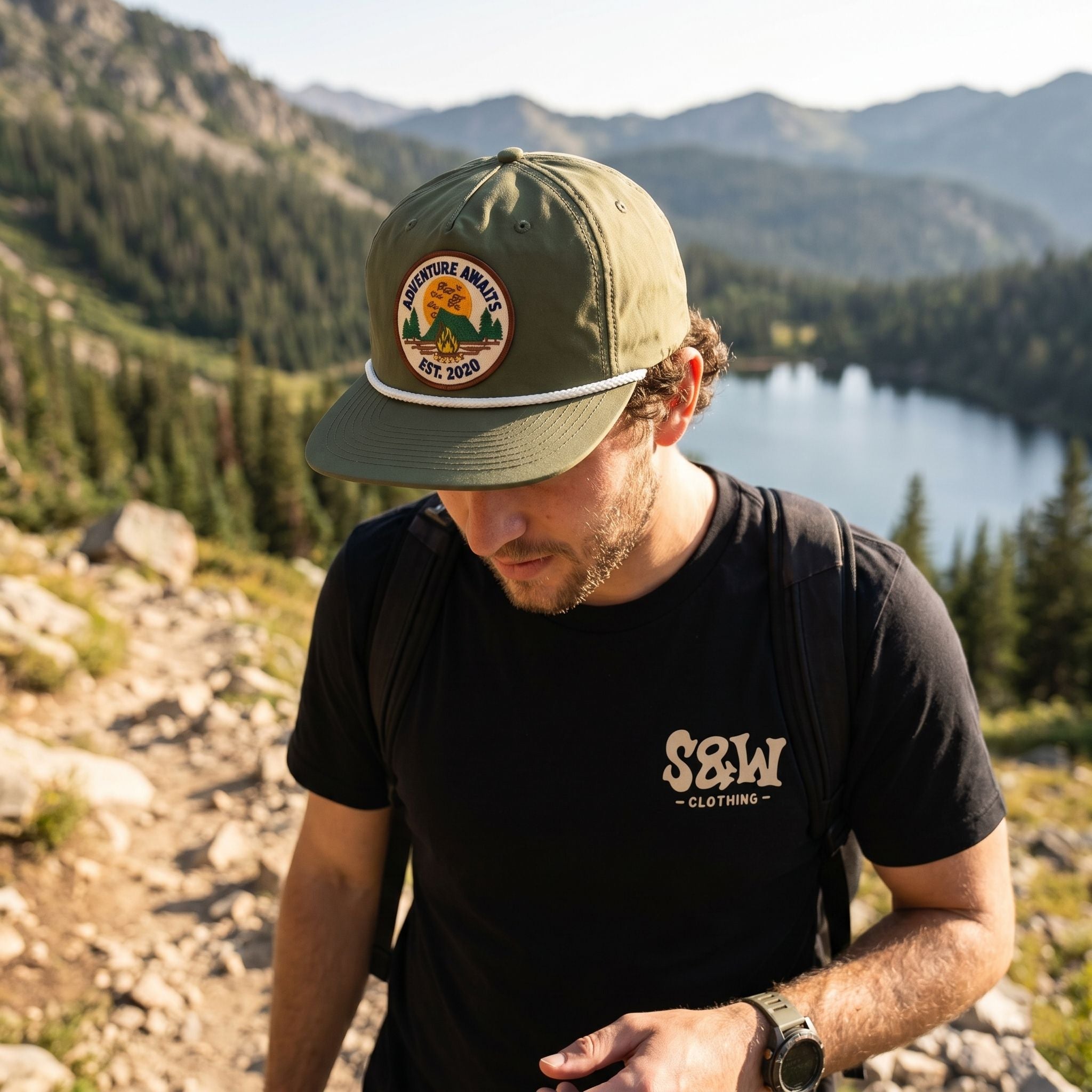 "Adventure Awaits" Cap - Olive Green