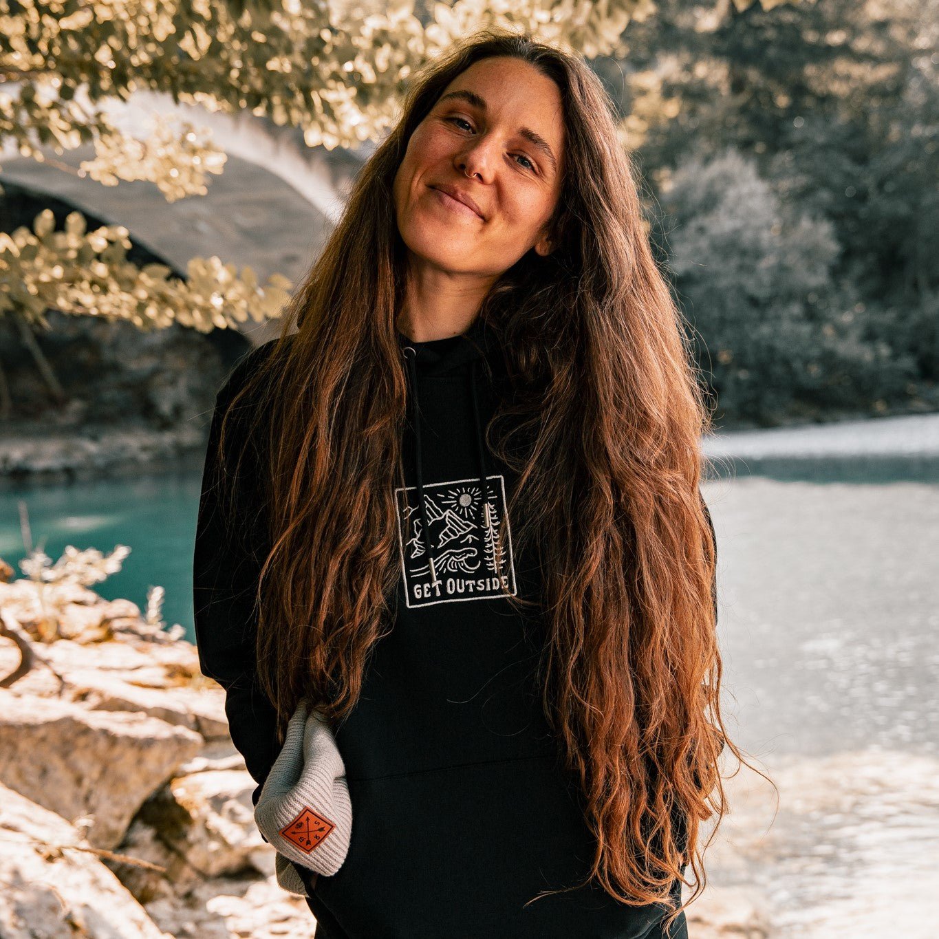 Organic Embroidered  "Get Outside" Hoodie