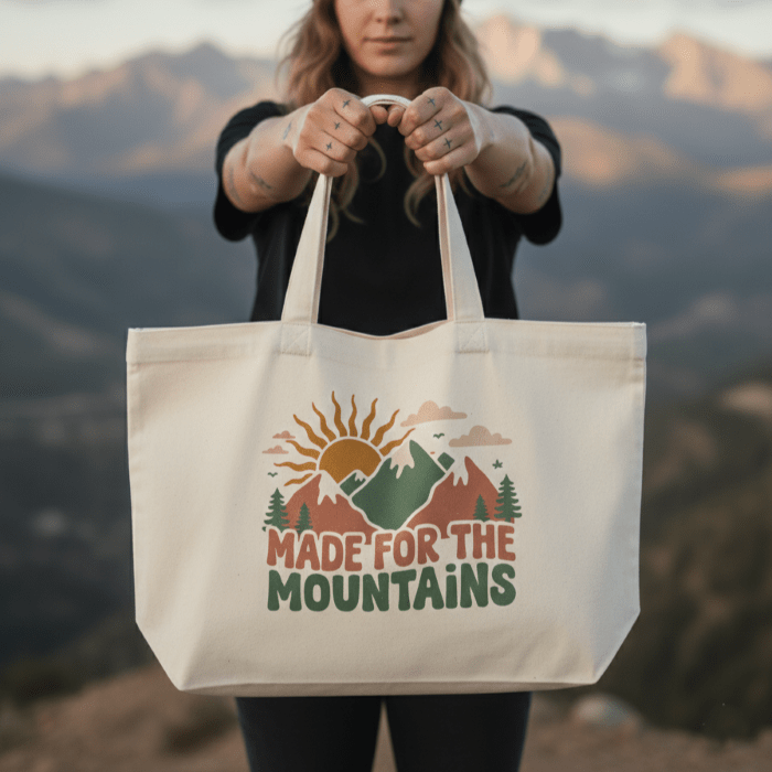 Organic "Made for the Mountains" Tote Bag