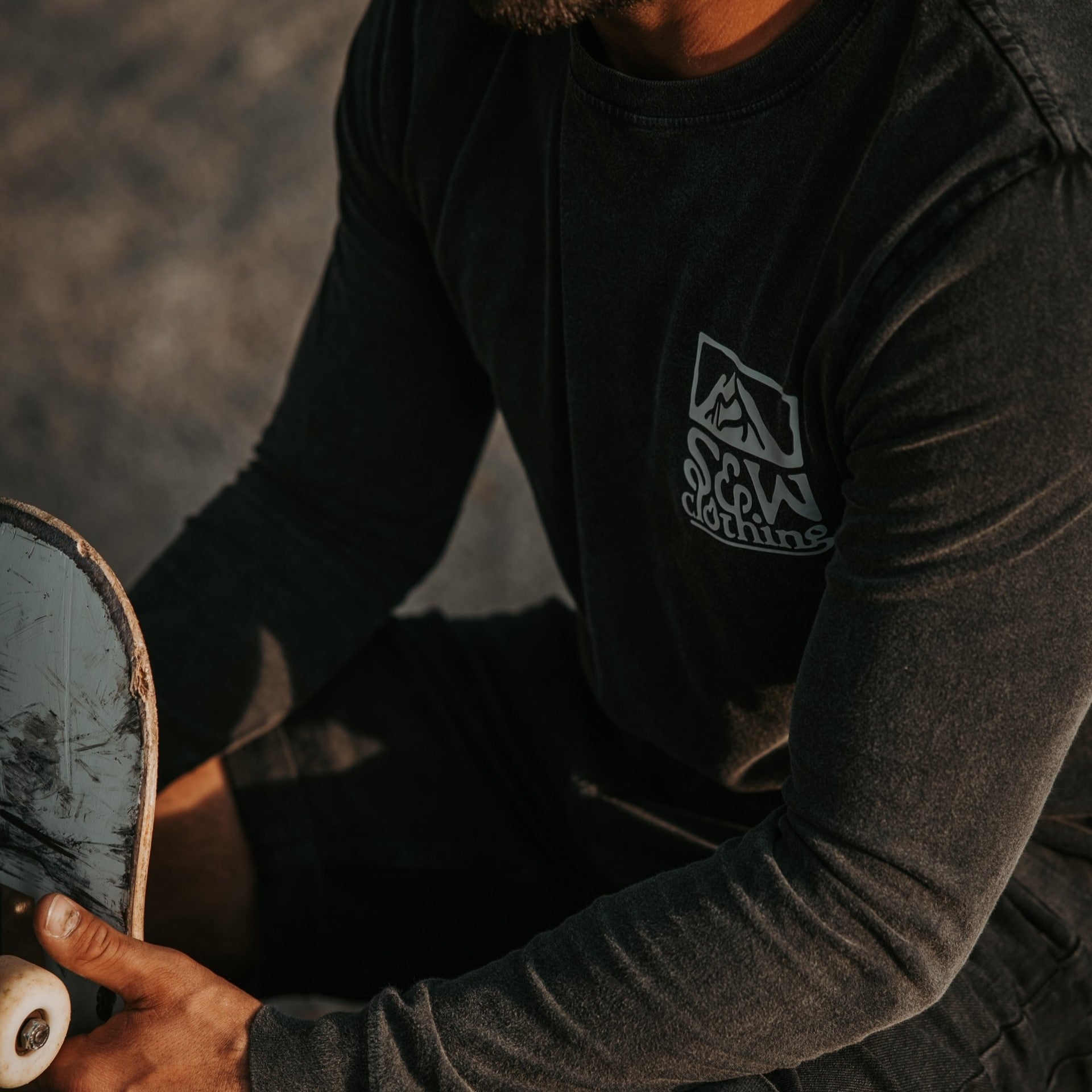 Stone Washed "Land Meets Sky" Long-sleeve Tee